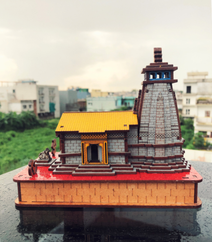 Shri Kedarnath Temple Miniature | Medium Brown Finish | 16x15x10 cm