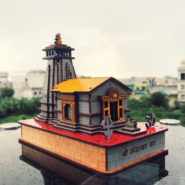 Shri Kedarnath Temple Miniature | Medium Brown Finish | 16x15x10 cm