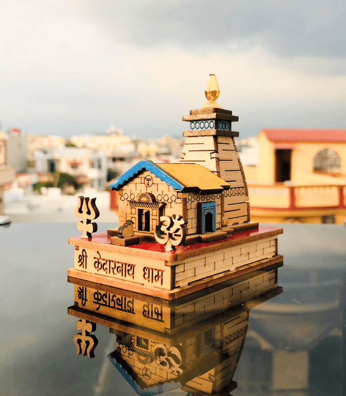 Shri Kedarnath Temple Miniature | Medium Brown Finish | 13.5x8x13cm